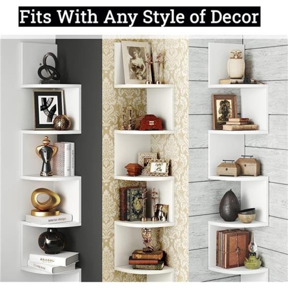 5-Tier Corner Shelves, Floating Corner Shelf, Wall Organizer Storage - Picture 2 of 5